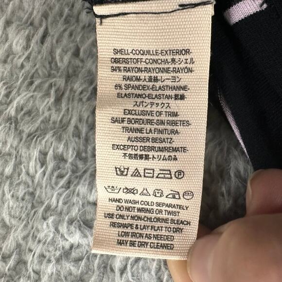 We the Free Small Black Pink Striped Boxy Cut V-Neck Open Front Stretchy EUC - Picture 9 of 9